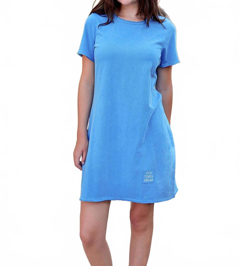 NEW JADELYNN BROOKE fun times ahead mineral wash dress in cobalt